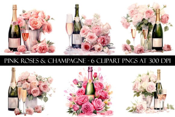 Download Pink Roses and Champagne Clipart - Champagne clipart Collection